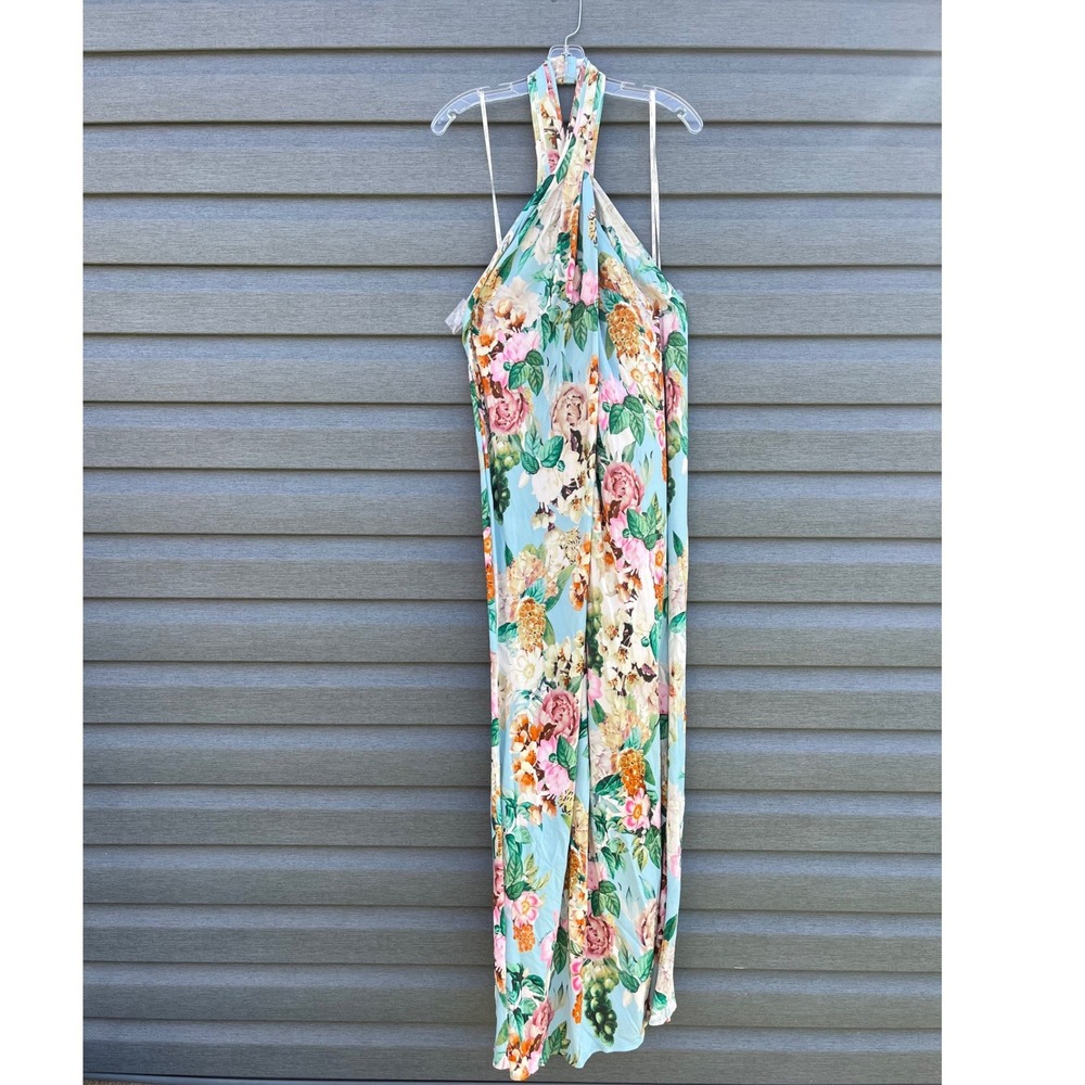 Cara Cara Dress Marion Blue Floral Maxi Twist Halter Neck Backless Open Back XL - Picture 4 of 10